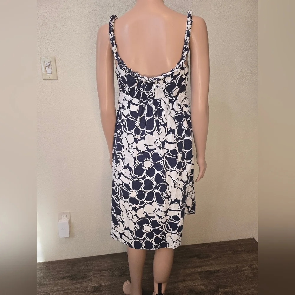 J. Crew Tropical Blue Floral Summer Sun Dress Women 2 Party Casual Braid…